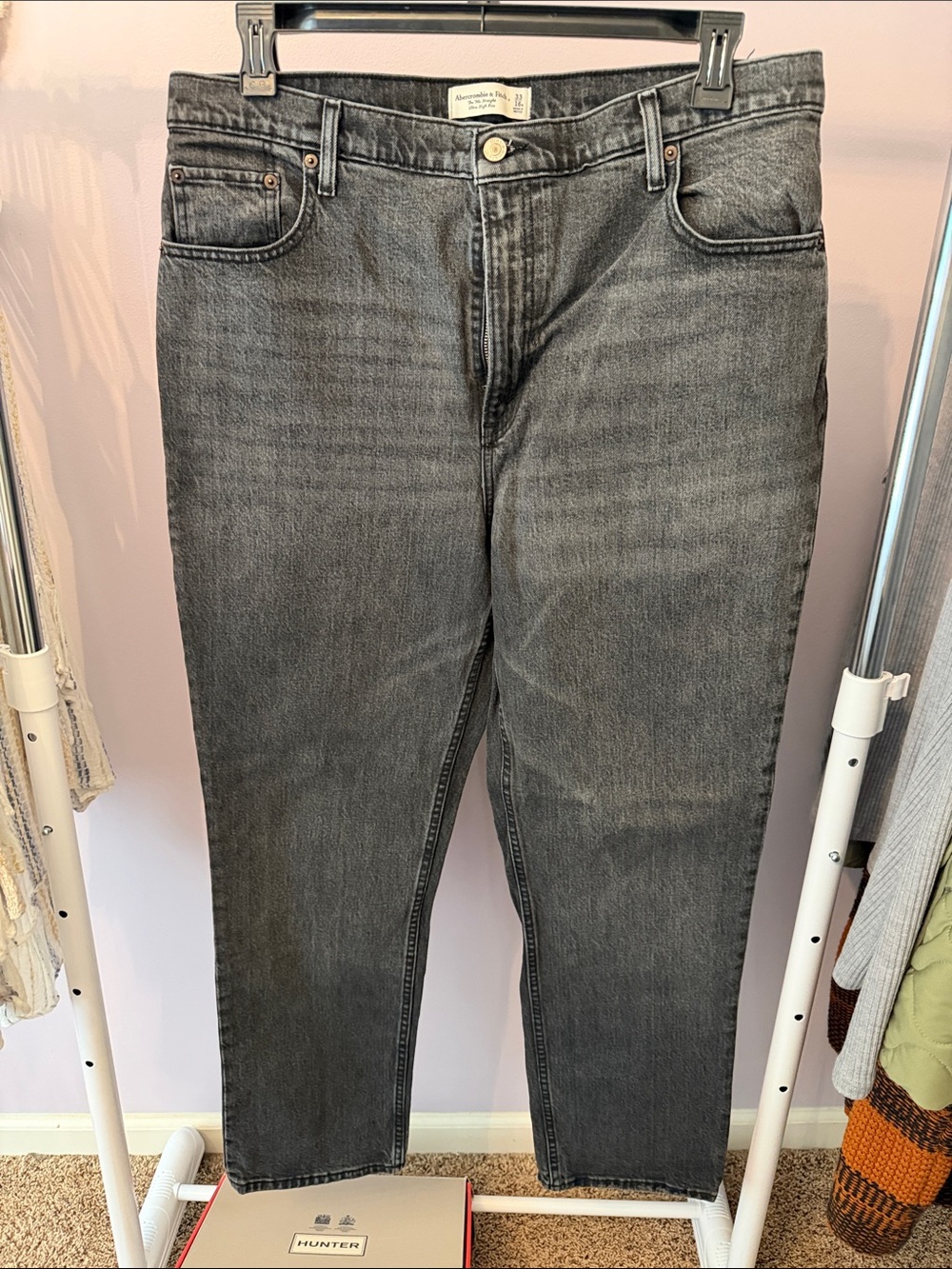 Abercrombie & Fitch Women's Black-Gray Slim Straight Jeans